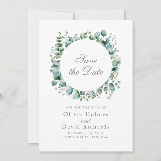 Eukalyptus Botanische Hochzeit Save The Date (Vorderseite)