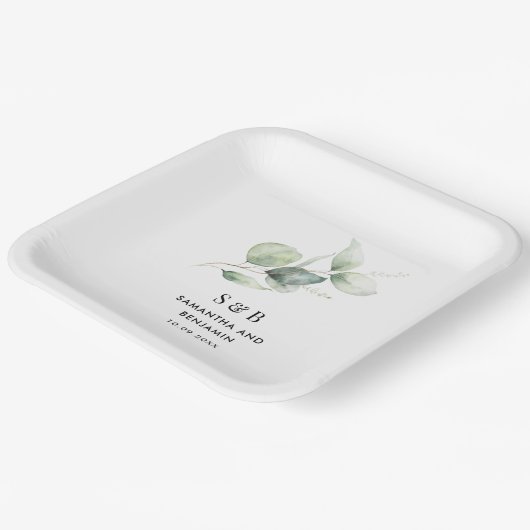 Eukalyptus botanische Hochzeitsempfang Pappteller (Gewinkelt)