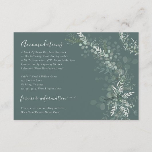 Eukalyptus Botanische Hochzeitsreise Begleitkarte (Vorderseite)