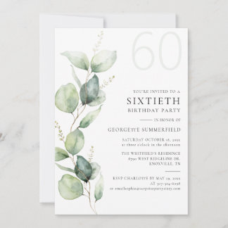 Eukalyptus Botanische Mama 60. Geburtstag Einladung