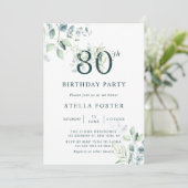 Eukalyptus Botanische Nummer 80. Geburtstagspartei Einladung (Stehend Vorderseite)