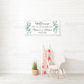 Eukalyptus Botanische Rustikale Hochzeit Banner (Insitu)