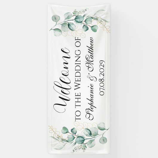 Eukalyptus Botanische Rustikale Hochzeit Banner (Vertikal)