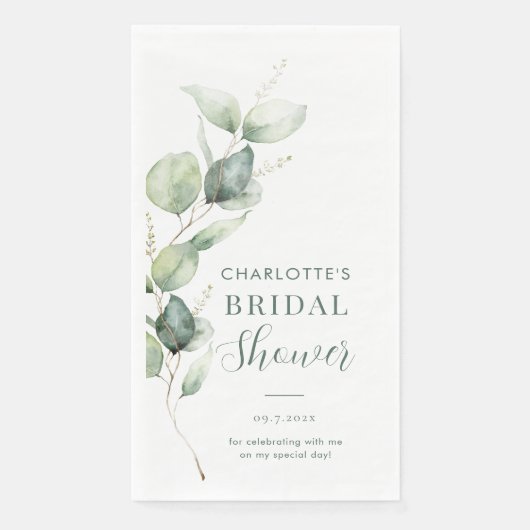 Eukalyptus Botanische Schrift Junggesellinnenabsch Serviette (Vorderseite)