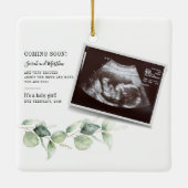 Eukalyptus botanische Schwangerschaft Announc Keramikornament (Rückseite)