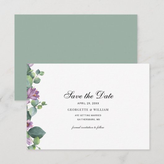 Eukalyptus Botanische SkriptWedding Save the Date (Vorne/Hinten)