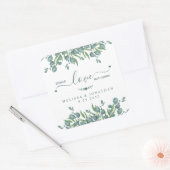 Eukalyptus Botanische Spread-Liebe nicht Keime Hoc Quadratischer Aufkleber (Umschlag)