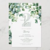 Eukalyptus Botanische Vegetation 2. Geburtstag Einladung (Vorne/Hinten)