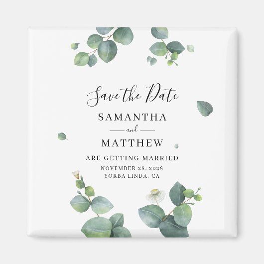 Eukalyptus Botanische Vegetation Save the Date Magnet (Vorne)