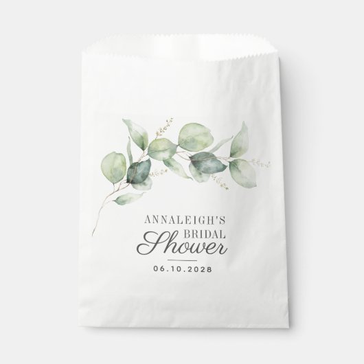 Eukalyptus Botanische Vegetation Script-Brautparty Geschenktütchen (Vorderseite)