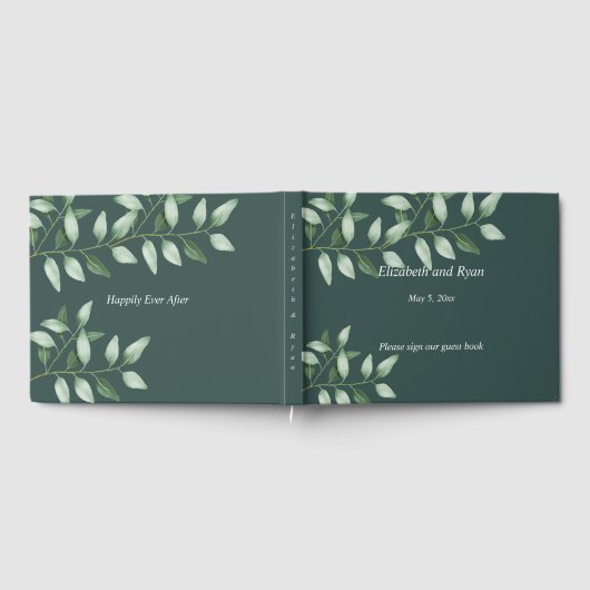 Eukalyptus botanischer Aquarell, Aquamariner grüne Gästebuch (Voll)