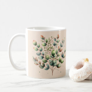 Eukalyptus botanischer Aquarellcreme Kaffeetasse
