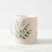 Eukalyptus botanischer Aquarellcreme Kaffeetasse (Vorderseite Links)
