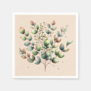 Eukalyptus botanischer Aquarellcreme Serviette