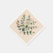 Eukalyptus botanischer Aquarellcreme Serviette (Ecke)