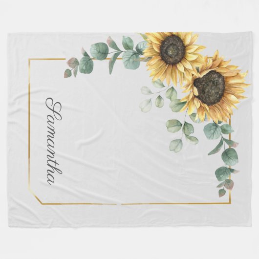 Eukalyptus botanischer Blumenzettel Fleecedecke (Vorderseite (Horizontal))