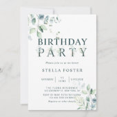 Eukalyptus Botanischer Brief Geburtstagspartei Einladung (Vorderseite)