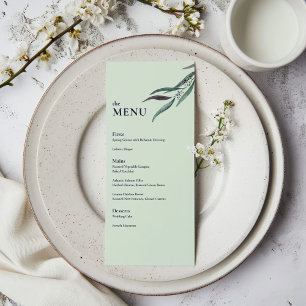 Eukalyptus-Botanischer-Garten-Hochzeitsdinner Menükarte