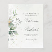 Eukalyptus botanischer Goldgrün Save the Date (Vorderseite)