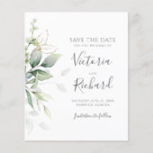 Eukalyptus botanischer Goldgrün Save the Date (Vorderseite)