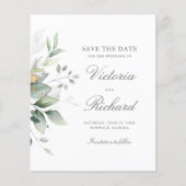 Eukalyptus botanischer Goldgrün Save the Date (Vorderseite)