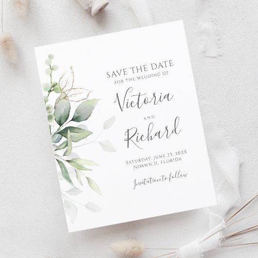 Eukalyptus botanischer Goldgrün Save the Date