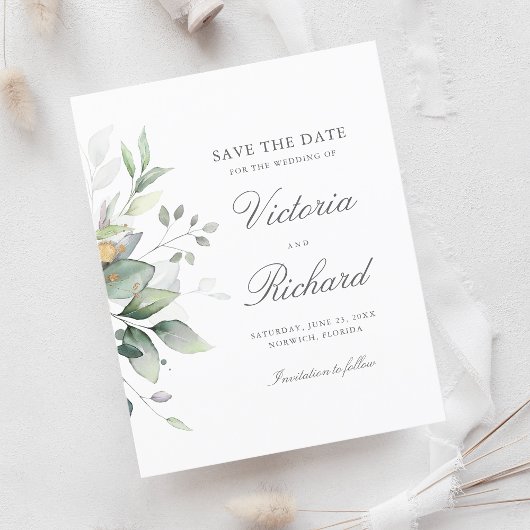 Eukalyptus botanischer Goldgrün Save the Date