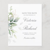 Eukalyptus botanischer Goldgrün Save the Date (Vorderseite)