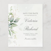 Eukalyptus botanischer Goldgrün Save the Date (Vorderseite)