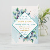 Eukalyptus botanischer Grüner Hochzeitstag Einladung (Stehend Vorderseite)