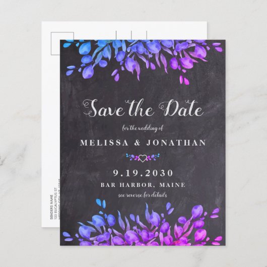 Eukalyptus Botanischer QR-Code Save the Date (Vorne/Hinten)