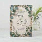 Eukalyptus Botanischer Rahmen Einladung (Stehend Vorderseite)