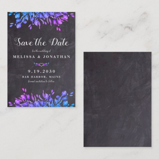 Eukalyptus Botanischer Schieferstein Save the Date Mitteilungskarte (Vorne/Hinten)