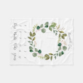Eukalyptus Botanischer Wreath Monthly Baby Milesto Fleecedecke (Vorderseite (Horizontal))