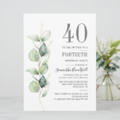 Eukalyptus Botanisches 40. Geburtstags-Party Einladung (Stehend Vorderseite)