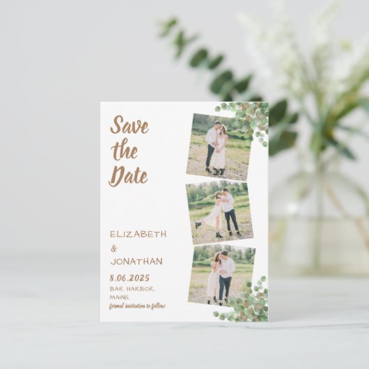 Eukalyptus Botanisches Foliage 3 Foto Save the Dat Postkarte (Stehend Vorderseite)