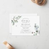 Eukalyptus Botanisches Foliage-Brautparty Mitteilungskarte (Vorderseite/Rückseite Beispiel)