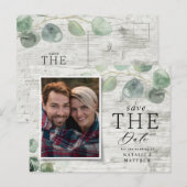 Eukalyptus botanisches Foto-Hochzeit Ankündigungspostkarte (Vorne/Hinten)