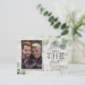 Eukalyptus botanisches Foto-Hochzeit Ankündigungspostkarte (Stehend Vorderseite)
