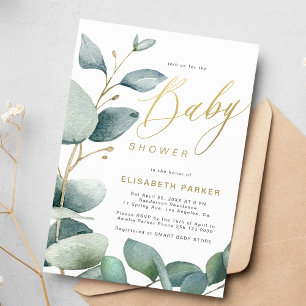 Eukalyptus botanisches Grünzeug Baby Shower Einladung