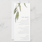 Eukalyptus Botanisches Hochzeitmenü Einladung (Vorderseite)