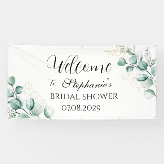 Eukalyptus Botanisches rustikales Brautparty Banner (Horizontal)