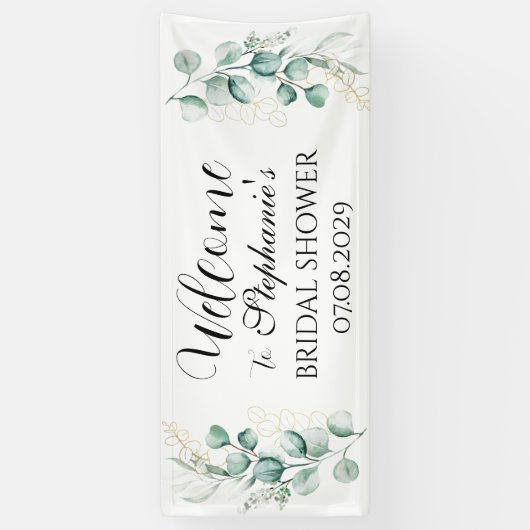 Eukalyptus Botanisches rustikales Brautparty Banner (Vertikal)