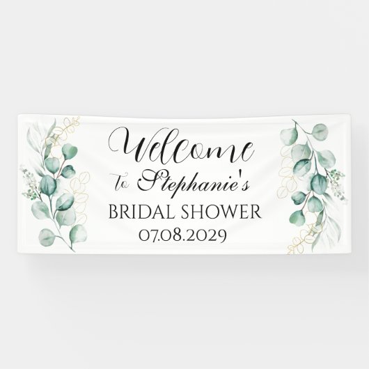 Eukalyptus Botanisches rustikales Brautparty Banner (Horizontal)