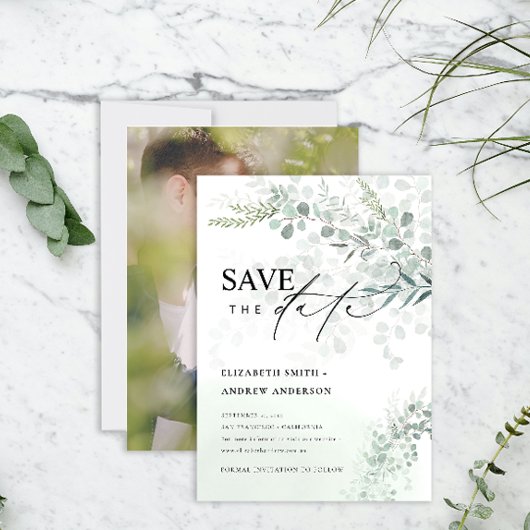 Eukalyptus Botanisches Save the Date-Foto Einladung