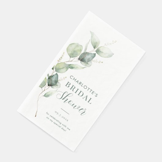 Eukalyptus Botanisches Script-Brautparty Serviette (Ecke)