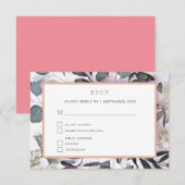Eukalyptus Bouquet mit rosa Border Wedding RSVP Karte (Vorne/Hinten)