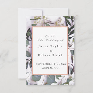 Eukalyptus Bouquet mit rosafarbener Grenzhochzeit Save The Date