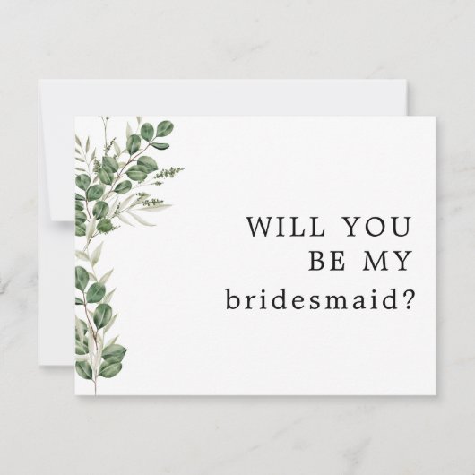 Eukalyptus Bouquet wird meine Bridesmaid-Karte sei Save The Date (Vorderseite)