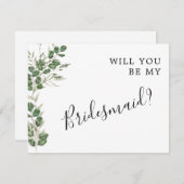 Eukalyptus Bouquet wird meine Bridesmaid-Karte sei Save The Date (Vorne/Hinten)